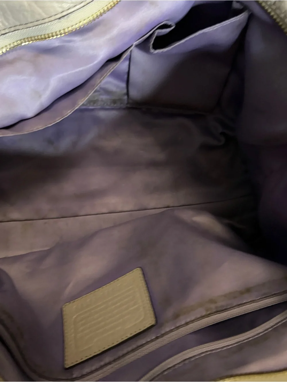 Coach Taupe Leather Tote with Chain-Link Handles